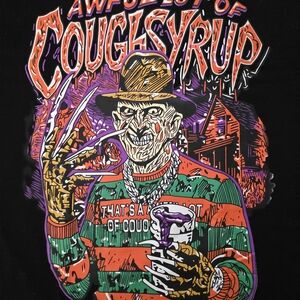 That's A Awful Lot Of Cough Syrup "Freddy" Friday The 13th Tee Sz L Streetwear